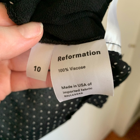 Reformation Sheer black and white polka dot Blouse with buttons size 10 - Picture 6 of 11